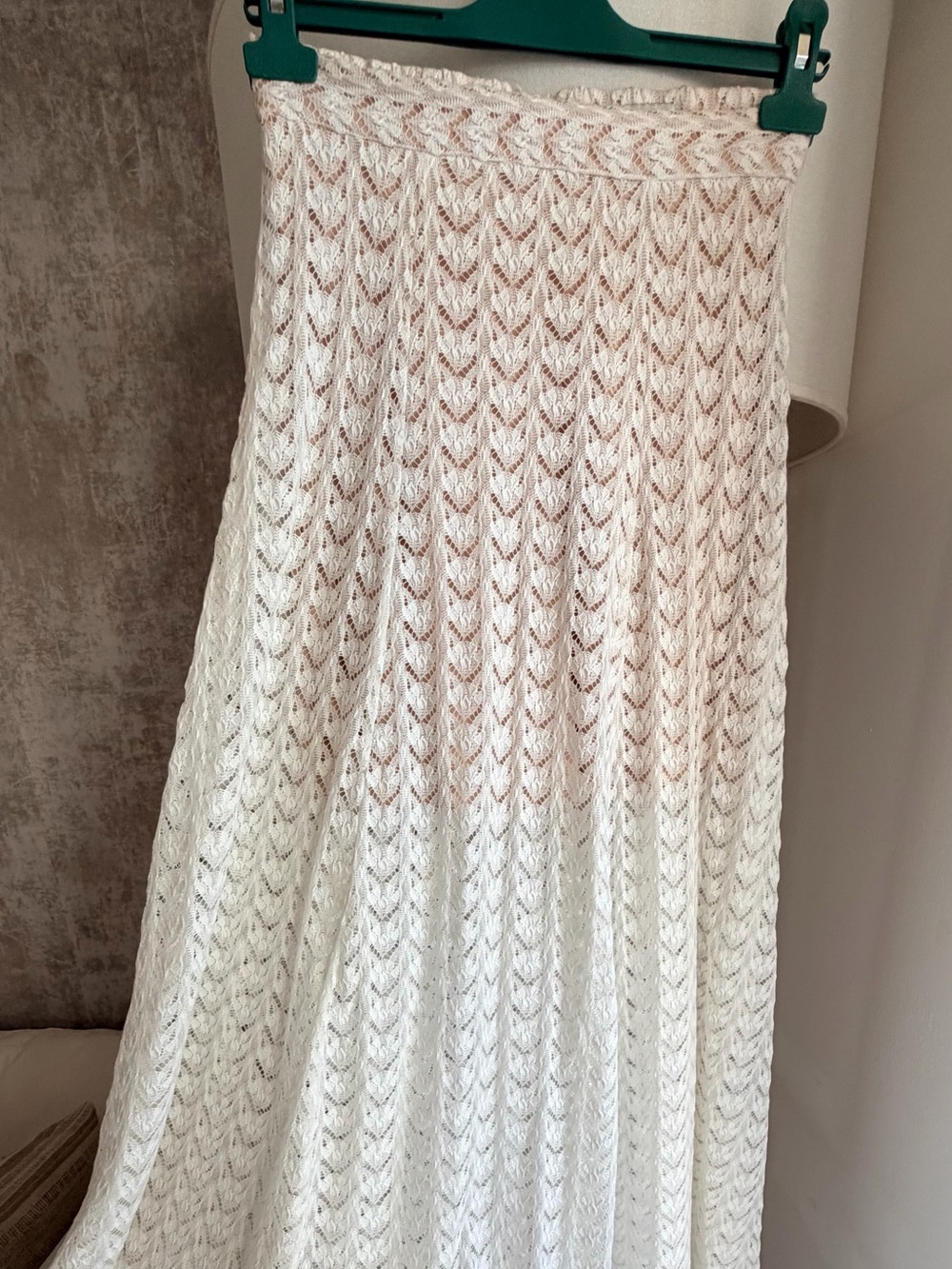 Sabina Musayev Ivory Crochet Maxi Skirt
